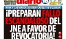Las portadas de los diarios peruanos para hoy domingo 9 de setiembre