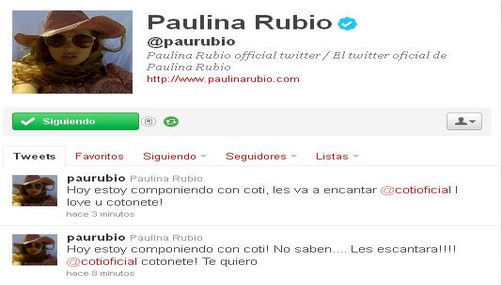 Paulina Rubio: Estoy grabando con Coti