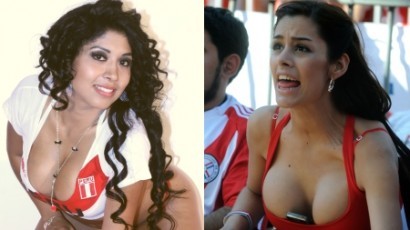 Larissa Riquelme e Irina Grandez calientan el Perú vs. Paraguay
