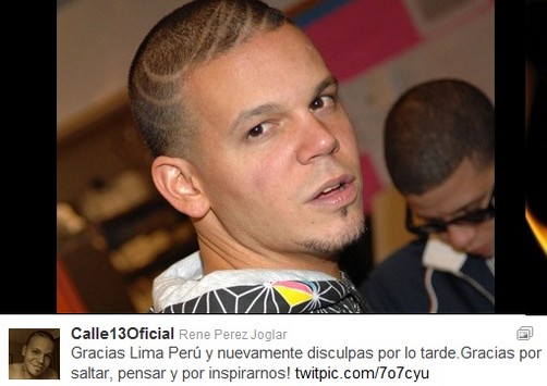 Calle 13 pide disculpas por Twitter a sus fans peruanos