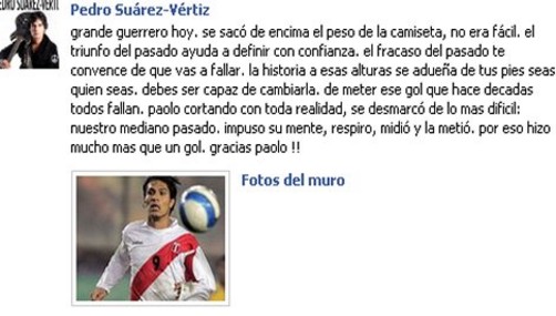 Pedro Suárez Vértiz le da las gracias a Guerrero por gol ante Uruguay
