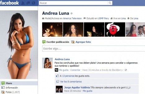 Andrea Luna 'echará' a quienes le deben plata por Facebook