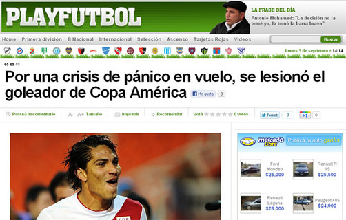 Curiosa lesión de Paolo Guerrero es noticia mundial