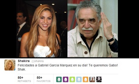 Shakira saludó a Gabriel García Márquez por su cumpleaños número 85