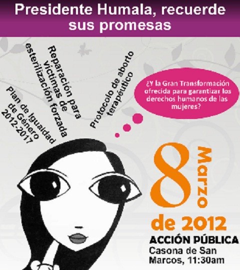 Colectivo feminista recordará al Presidente Humala lo que prometió a la mujer peruana