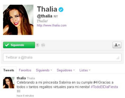 Thalía está celebrando el cumpleaños de su hija Sabrina