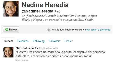 Nadine Heredia: 'Ollanta Humala ha marcado la pauta y el objetivo del gobierno'