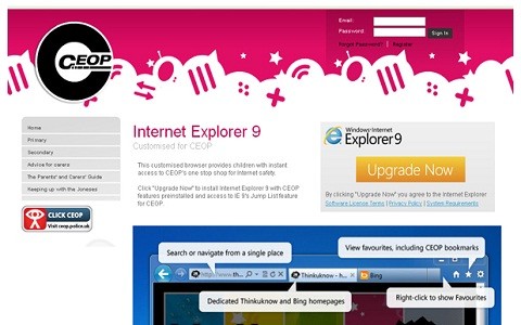 Internet Explorer 9 presenta versión especial para niños