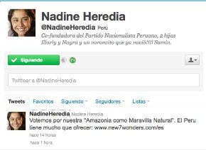 Nadine Heredia pide votar por la amazonía como maravilla natural