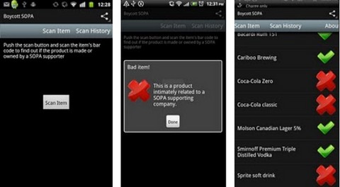 Aplicación para Android permite saber qué compañías están a favor de la Ley SOPA