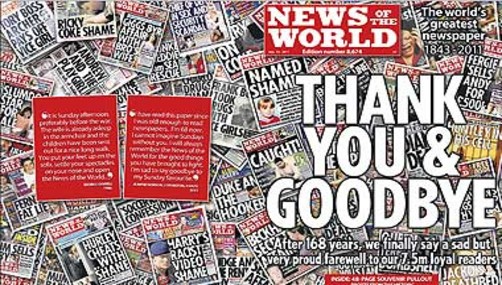 News of the World: 'Gracias y adiós' en su despedida