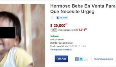 México: Subasta de bebe en Mercado Libre causa polémica