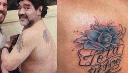 Diego Maradona se tatuó a 'Doña Tota'