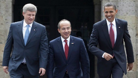 Obama, Calderón y Harper hablan de comercio y energía
