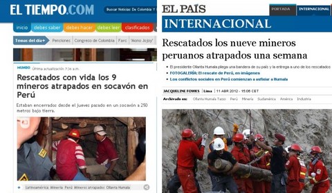 Medios internacionales destacan rescate de los nueve mineros de Ica