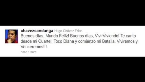 Presidente de Venezuela Hugo Chávez brinda los buenos días vía Twitter