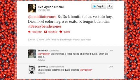 Eva Ayllón no recordó muerte de César Vilca en Twitter