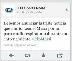 Cadena Fox Sports Norte anunció por error muerte de Lionel Messi