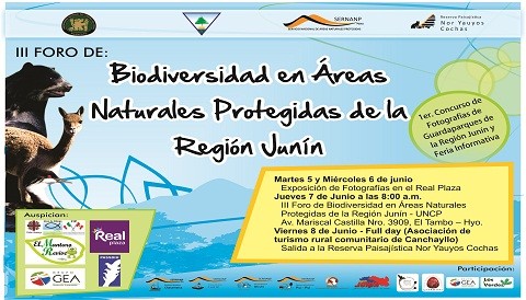 Se realizará III Foro sobre Biodiversidad en Áreas Naturales Protegidas de la Región Junín