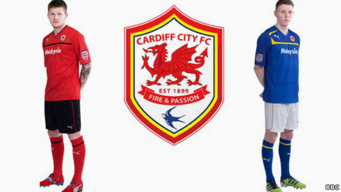 Equipo de fútbol británico Cardiff City cambia de color por dinero
