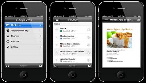 Aplicación de Google Drive para iPhone lista para descargar