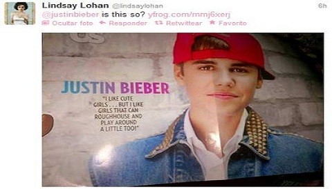 Lindsay Lohan coqueteó a Justin Bieber en Twitter