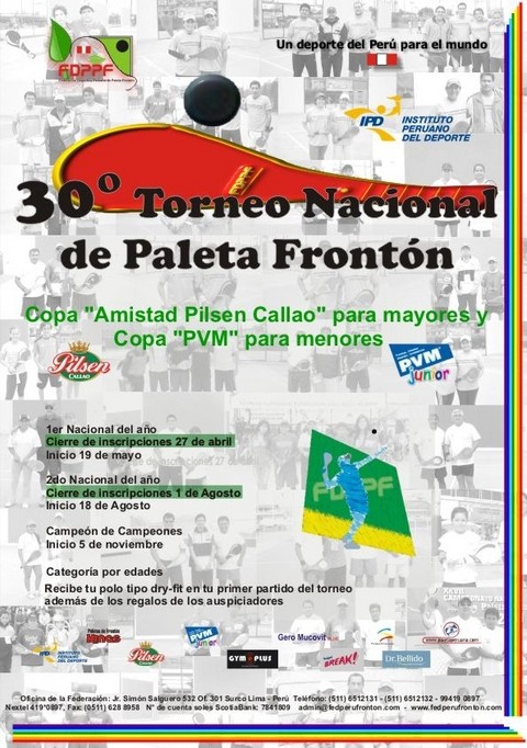 Inscripciones para el 30° Torneo Nacional de Paleta Frontón: Segundo Torneo del Año