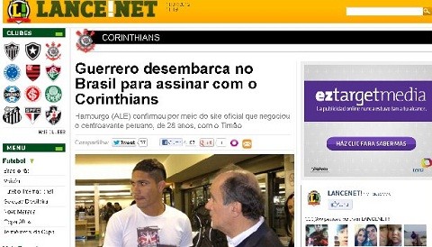 Paolo Guerrero llegó a Brasil para firmar por el Corinthians