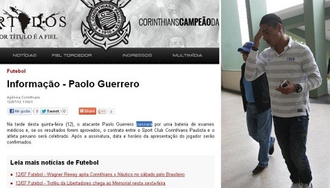 Paolo Guerrero será presentado hoy en el Corinthians de Brasil