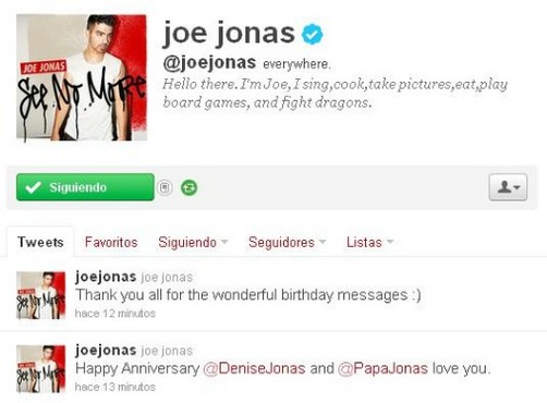 Joe Jonas agradece mensajes por su cumpleaños en Twitter