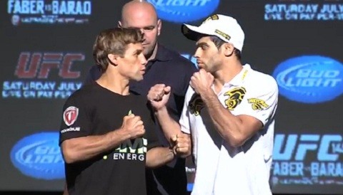 Urijah Faber felicita 'quebrado' a Renan Barão