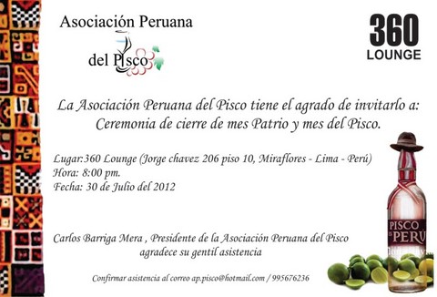 [Invitación] La Asociación Peruana del PISCO le desea un ¡¡FELIZ DÍA AL PERÚ!!