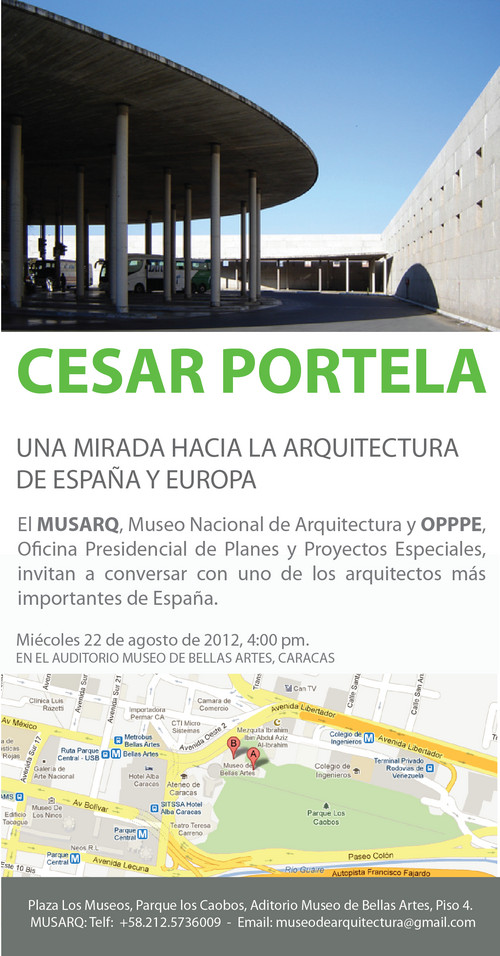 [Venezuela] Convocatoria Conversatorio con César Portela, uno de los arquitectos más importantes de España