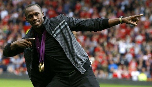 Usain Bolt fue el invitado de honor en el encuentro del Manchester United [FOTOS]