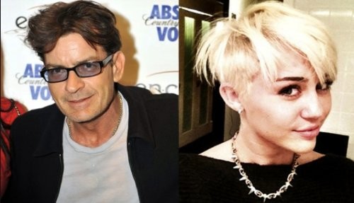 Charlie Sheen habla sobre en Twitter del corte de pelo de Miley Cyrus