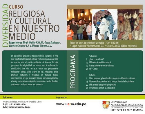 Universidad Antonio Ruiz de Montoya: Curso Diversidad Religiosa y Cultural en nuestro medio