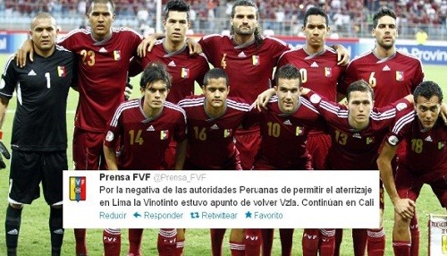 Selección de Venezuela no pudo aterrizar en Lima y quedó varada en Cali