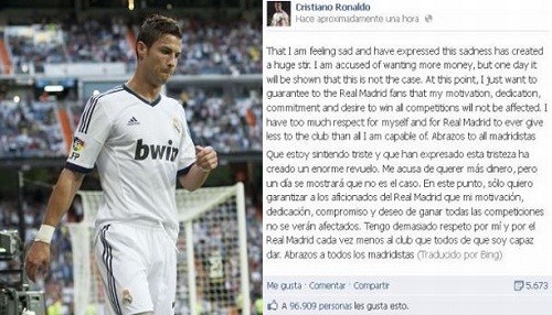 Cristiano Ronaldo manda mensaje al Real Madrid: El problema no es el dinero