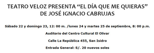 Teatro Veloz presenta 'El día que me quieras' de José Ignacio Cabrujas