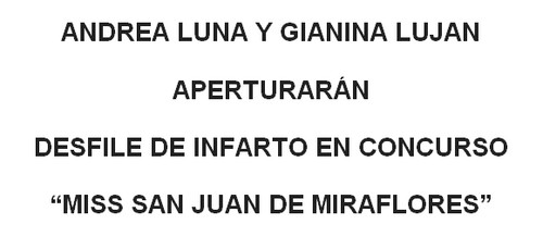 Andrea Luna y Gianina Luján aperturarán desfile de infarto en concurso 'Miss San Juan de Miraflores'