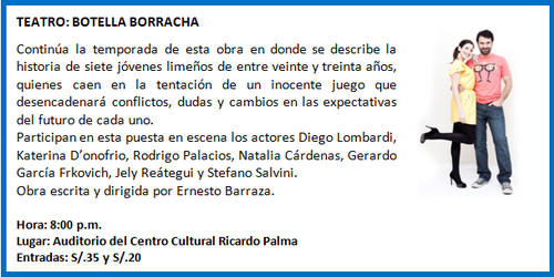 [Agenda Cultural de Miraflores] Teatro: Botella Borracha - 12 de octubre de 2012
