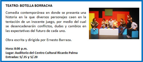 [Agenda Cultural de Miraflores] Teatro: Botella Borracha - 13 de octubre de 2012
