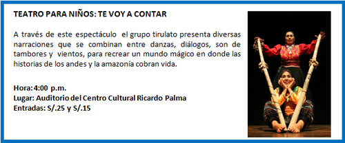[Agenda Cultural de Miraflores] Teatro Para Niños: Te Voy a Contar - 14 de octubre de 2012