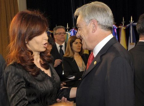 Sebastián Piñera recibe a Cristina Fernández en La Moneda