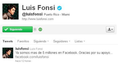 Luis Fonsi celebra sus 5 millones de seguidores en Facebook