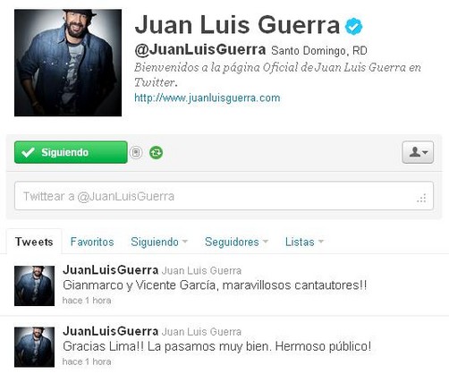 Juan Luis Guerra agradece a sus fans peruanos