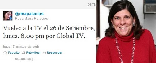 Rosa María Palacios anunció retorno a la televisión este 26 de setiembre por Global TV