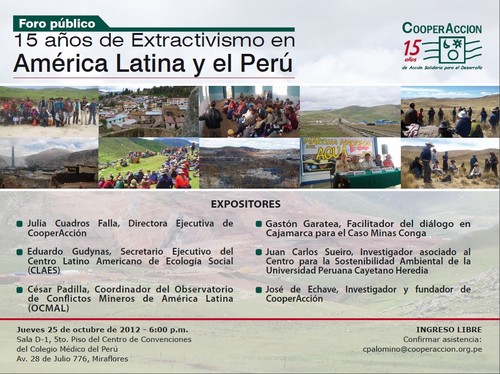 Expertos debatirán sobre los 15 años de extracción minera en el Perú y América Latina