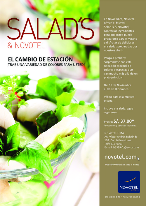 NOVOTEL PERÚ NOS INVITA A PARTICIPAR DE SU FESTIVAL DE ENSALADAS