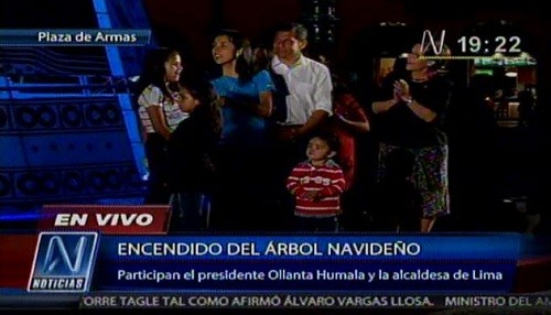Ollanta Humala participó de encendido del árbol navideño en Plaza de Armas